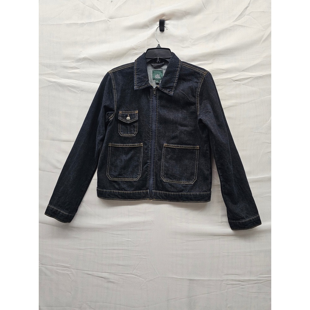 Wild Fable Womens Zip Front Denim Jacket Blue Cotton Casual Size Small